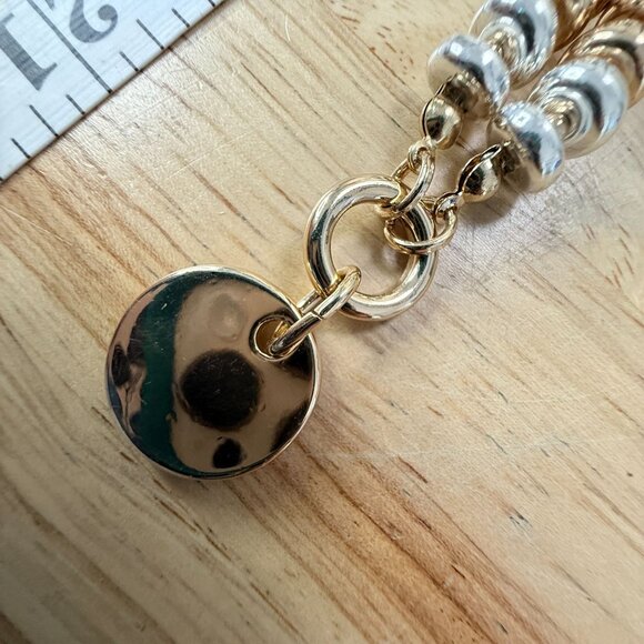 Anne Klein Two-Tone Beaded Pendant Necklace With Disc Charm 16" + 3" Extender - Picture 4 of 8